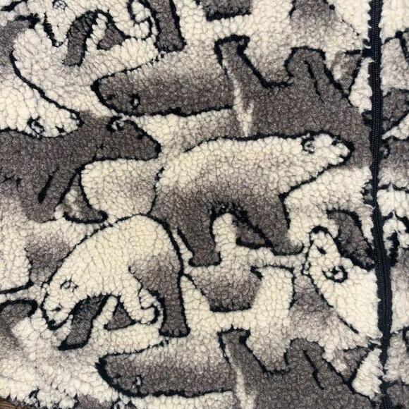 Woolrich Women's Polar Bear Deep Pile Fleece Sherpa Jacket Gray/White Size L - Picture 2 of 7